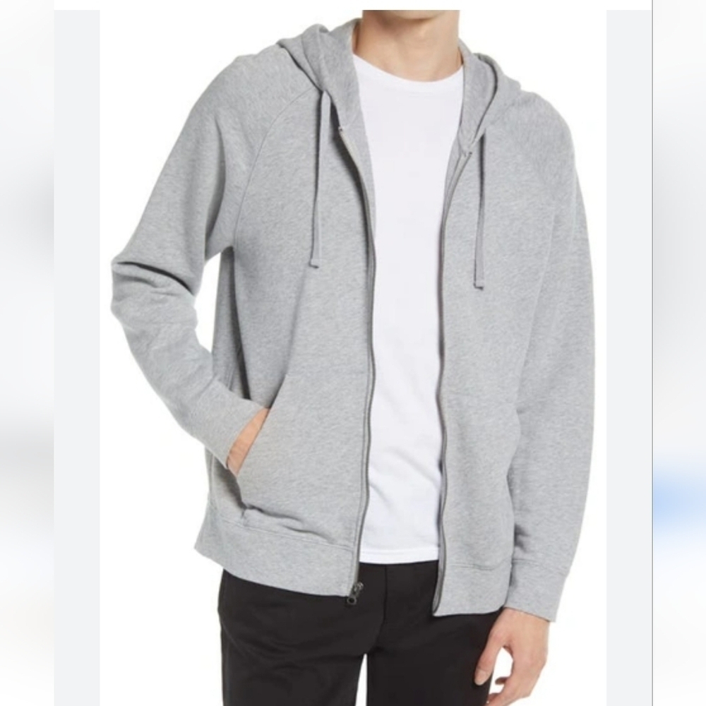 Vince French Terry Full Zip Hoodie Raglan Sleeve Front Pockets Size XL